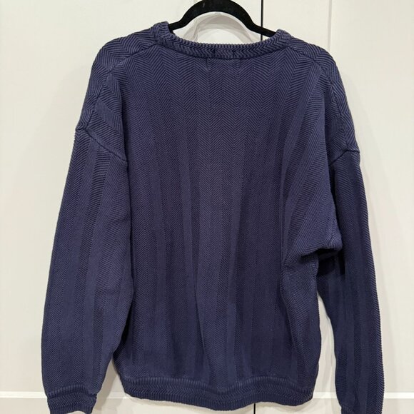 vintage Chaps Ralph Lauren Cotton Sweater Men’s XL Navy Blue Crest Logo - Picture 4 of 6